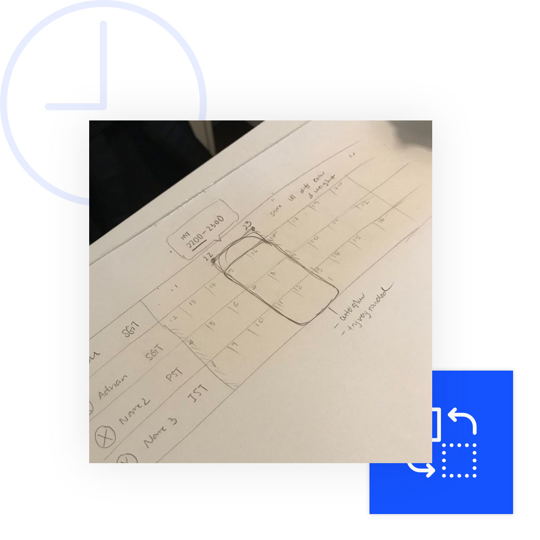 Wireframing session output